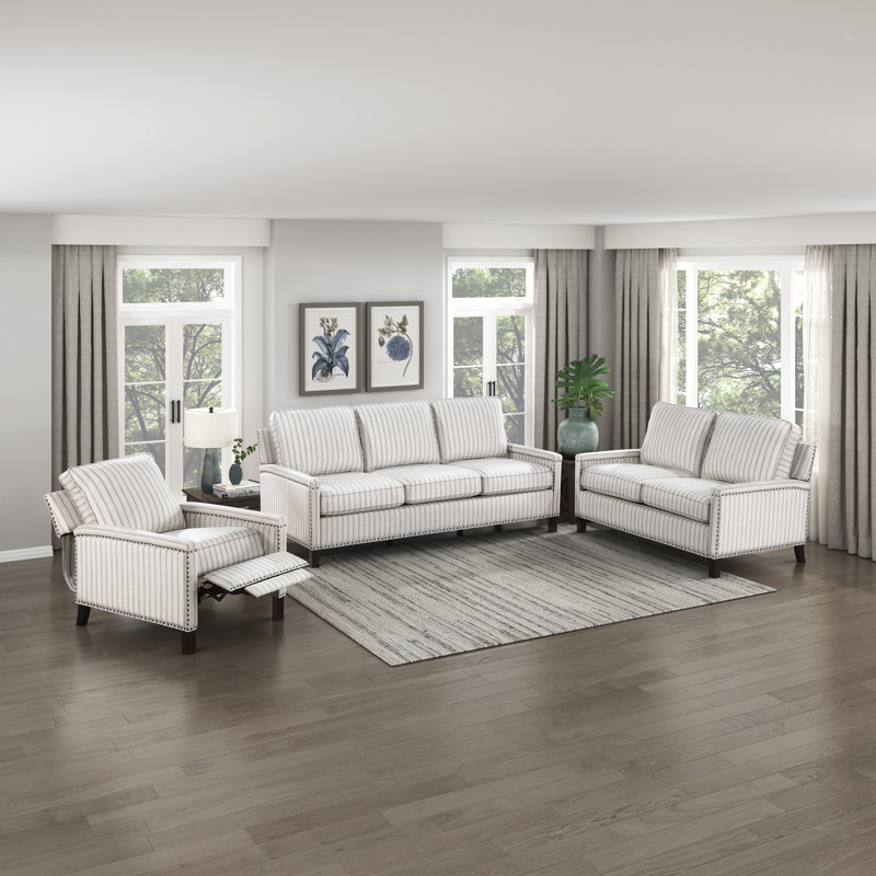 Ebern Designs Lenzini 3Piece Fabric Upholstered Living Room Set Wayfair